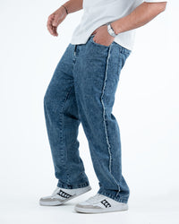 Men’s Rough-Edge Wide Leg Jeans - Blue