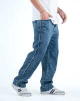 Men’s Rough-Edge Wide Leg Jeans - Blue