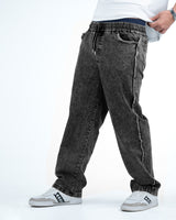 Men’s Rough-Edge Wide Leg Jeans - Black