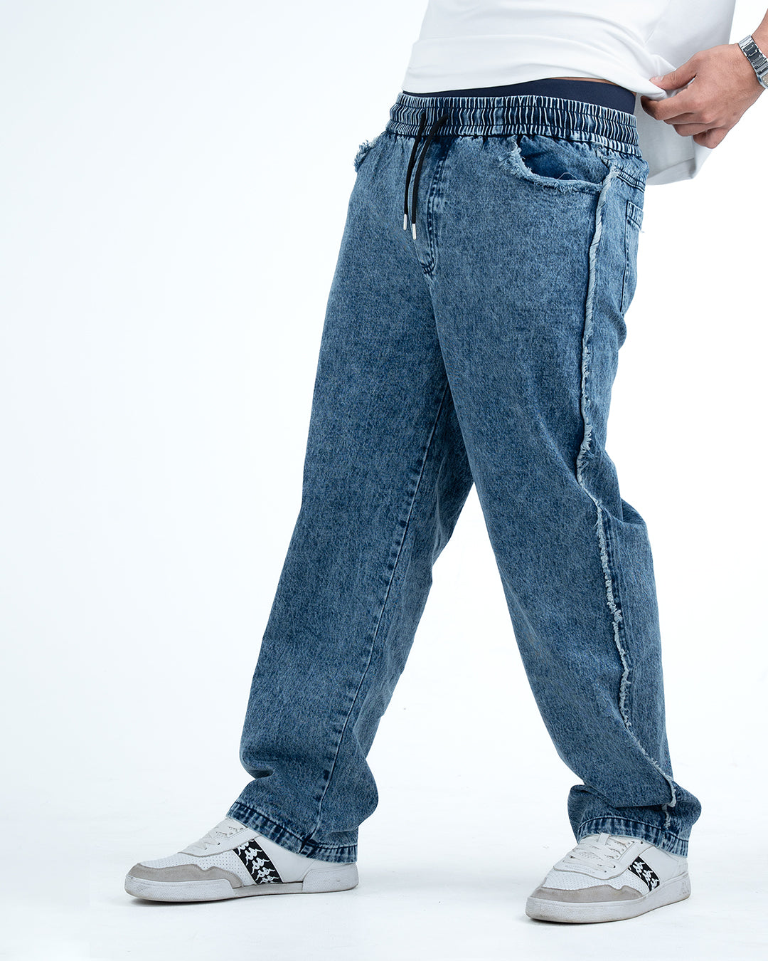 Men’s Rough-Edge Wide Leg Jeans - Blue