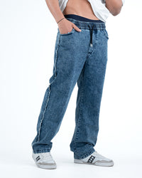 Men’s Rough-Edge Wide Leg Jeans - Blue