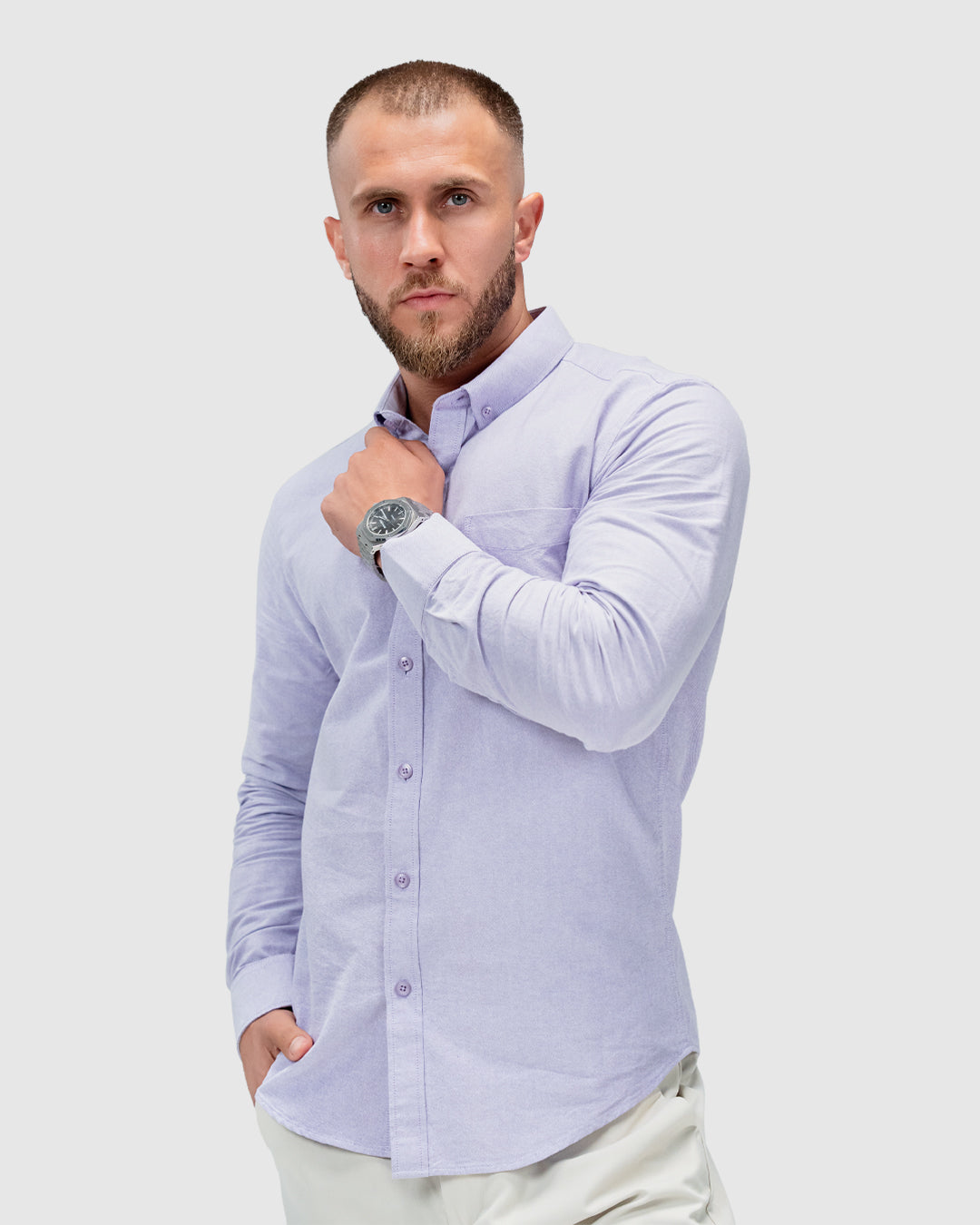 Men’s Lavender Oxford Button-Down Shirt