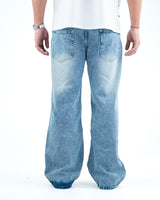 Men’s Wide-Leg Baggy Jeans - Light Blue