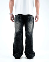 Men’s Wide-Leg Baggy Jeans - Black