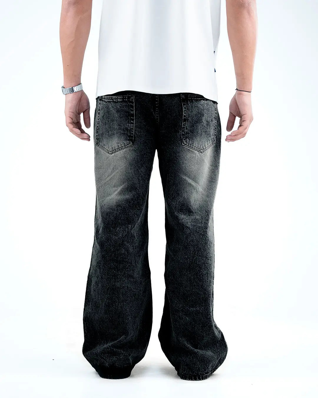 Men’s Wide-Leg Baggy Jeans - Black