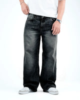 Men’s Wide-Leg Baggy Jeans - Black