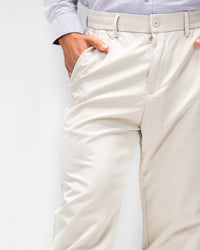 MEN’S CLASSIC SLIM-FIT CREAM TROUSERS
