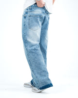 Men’s Wide-Leg Baggy Jeans - Light Blue