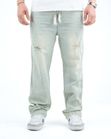 Men’s Distressed Relaxed-Fit Jeans - Pista