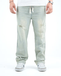 Men’s Distressed Relaxed-Fit Jeans - Pista