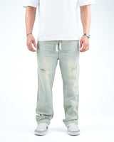 Men’s Distressed Relaxed-Fit Jeans - Pista