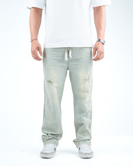 Men’s Distressed Relaxed-Fit Jeans - Pista