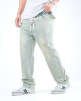 Men’s Distressed Relaxed-Fit Jeans - Pista