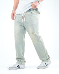 Men’s Distressed Relaxed-Fit Jeans - Pista