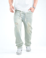 Men’s Distressed Relaxed-Fit Jeans - Pista