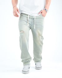 Men’s Distressed Relaxed-Fit Jeans - Pista