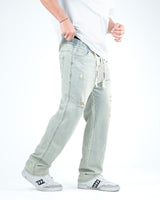 Men’s Distressed Relaxed-Fit Jeans - Pista