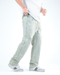 Men’s Distressed Relaxed-Fit Jeans - Pista