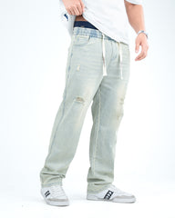 Men’s Distressed Relaxed-Fit Jeans - Pista