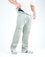 Men’s Distressed Relaxed-Fit Jeans - Pista