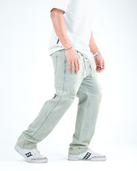 Men’s Distressed Relaxed-Fit Jeans - Pista