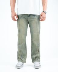 Men’s Panel Stitch Relaxed Fit Jeans - Pista