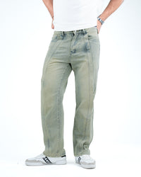 Men’s Panel Stitch Relaxed Fit Jeans - Pista