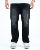 Men’s Washed Straight-Fit Denim Jeans - Black