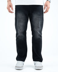 Men’s Washed Straight-Fit Denim Jeans - Black