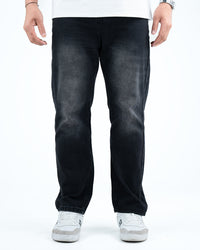 Men’s Washed Straight-Fit Denim Jeans - Black