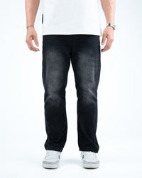 Men’s Washed Straight-Fit Denim Jeans - Black