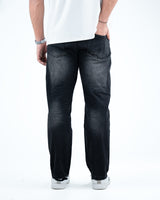Men’s Washed Straight-Fit Denim Jeans - Black