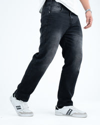 Men’s Washed Straight-Fit Denim Jeans - Black