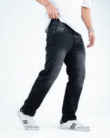 Men’s Washed Straight-Fit Denim Jeans - Black