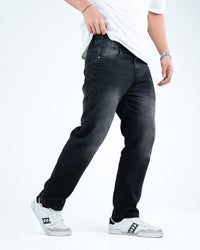 Men’s Washed Straight-Fit Denim Jeans - Black