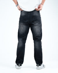 Men’s Washed Straight-Fit Denim Jeans - Black
