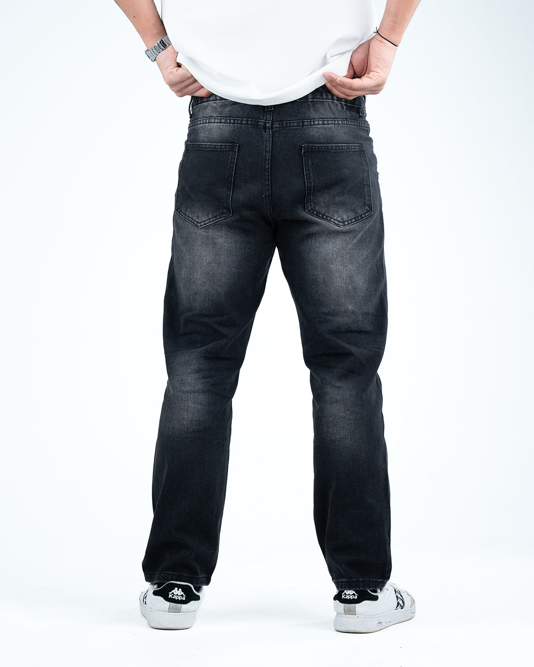 Men’s Washed Straight-Fit Denim Jeans - Black