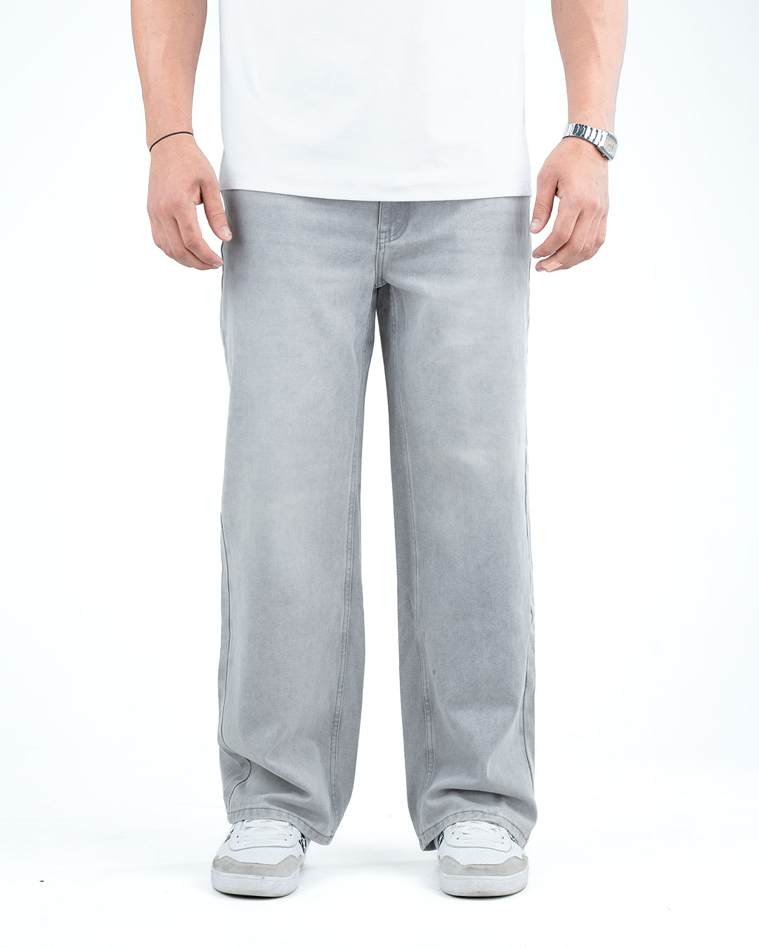 Men’s Wide-Leg Jeans - Light Grey