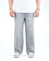 Men’s Wide-Leg Jeans - Light Grey