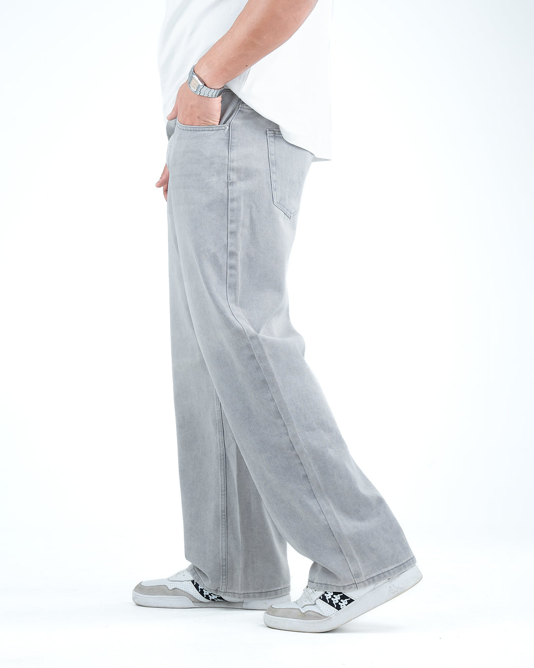 Men’s Wide-Leg Jeans - Light Grey