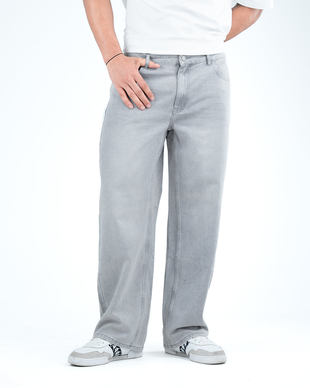 Men’s Wide-Leg Jeans - Light Grey