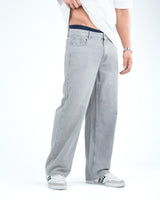 Men’s Wide-Leg Jeans - Light Grey