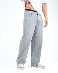 Men’s Wide-Leg Jeans - Light Grey