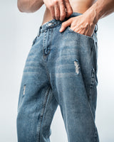 Men’s Relaxed Blue Distressed Jeans