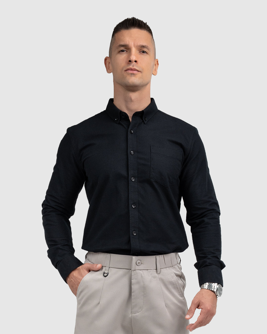 Men’s Black Oxford Button-Down Shirt