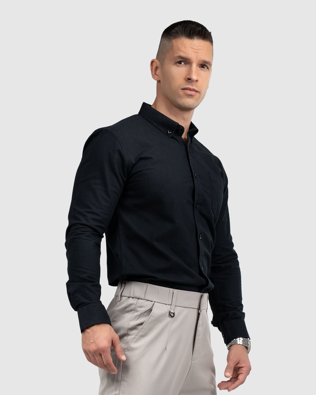 Men’s Black Oxford Button-Down Shirt