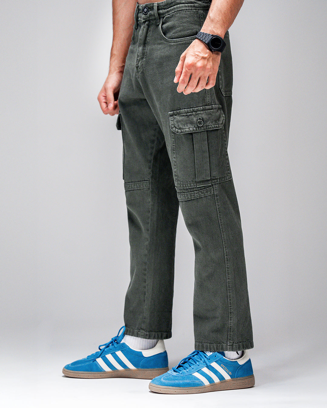 MEN’S OLIVE GREEN CARGO JEANS