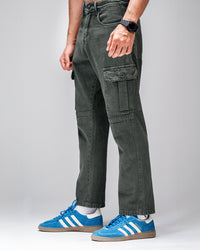 MEN’S OLIVE GREEN CARGO JEANS