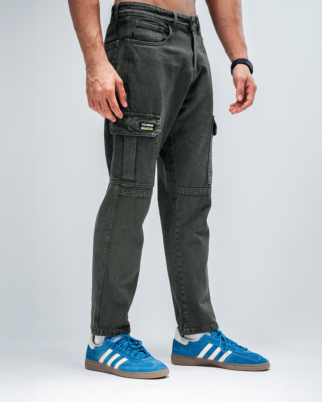 MEN’S OLIVE GREEN CARGO JEANS