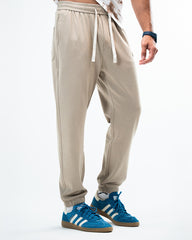 MEN’S BEIGE JOGGER PANTS WITH DRAWSTRING WAIST